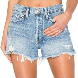 AGOLDE Parker Vintage Cut Off Swapmeet Blue Denim High Rise Jean Shorts EUC 26